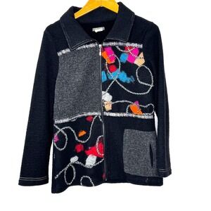Dolcezza wool zip jacket Art‎ to Wear XS black/grey
